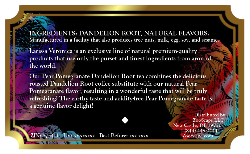 Pear Pomegranate Dandelion Root Tea <BR>(Single Serve K-Cup Pods)