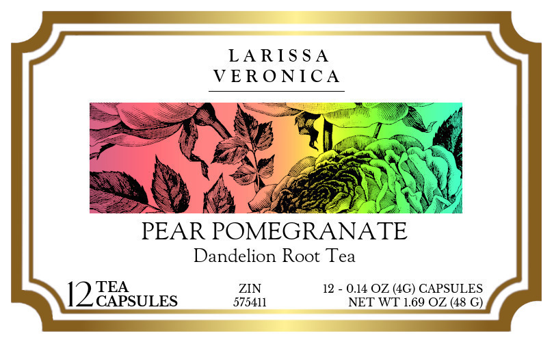 Pear Pomegranate Dandelion Root Tea <BR>(Single Serve K-Cup Pods) - Label