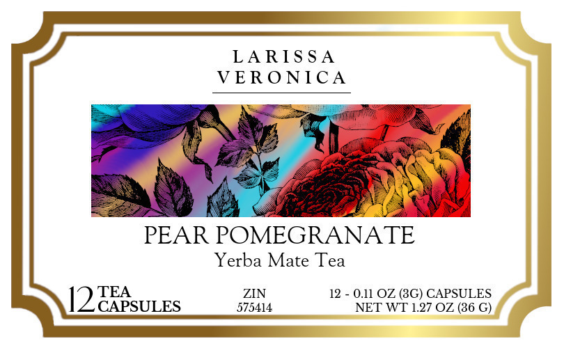 Pear Pomegranate Yerba Mate Tea <BR>(Single Serve K-Cup Pods) - Label