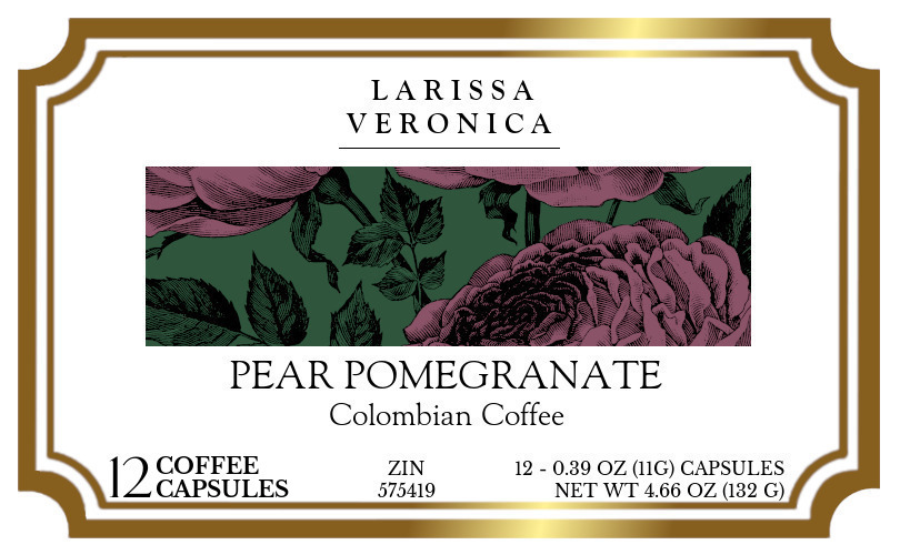 Pear Pomegranate Colombian Coffee <BR>(Single Serve K-Cup Pods) - Label