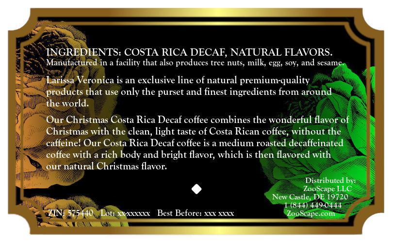 Christmas Costa Rica Decaf Coffee <BR>(Single Serve K-Cup Pods)