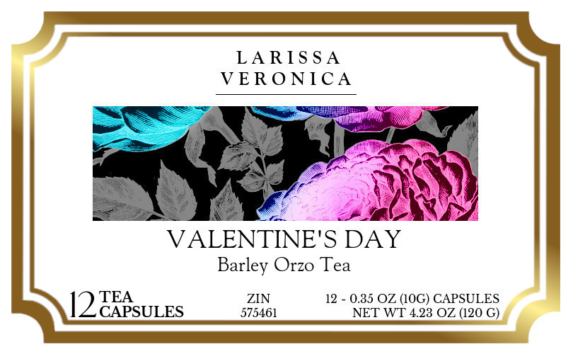 Valentine's Day Barley Orzo Tea <BR>(Single Serve K-Cup Pods) - Label