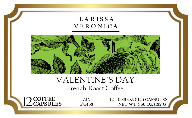 Valentine's Day French Roast Coffee <BR>(Single Serve K-Cup Pods) - Label
