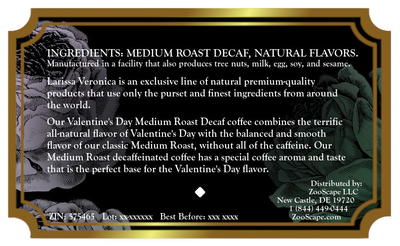 Valentine's Day Medium Roast Decaf Coffee <BR>(Single Serve K-Cup Pods)