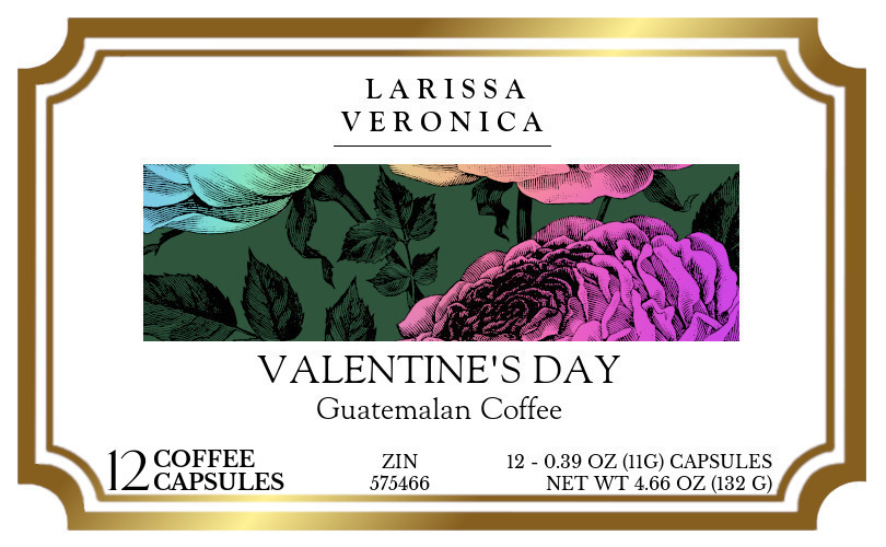 Valentine's Day Guatemalan Coffee <BR>(Single Serve K-Cup Pods) - Label