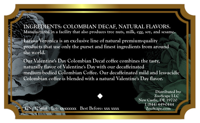 Valentine's Day Colombian Decaf Coffee <BR>(Single Serve K-Cup Pods)