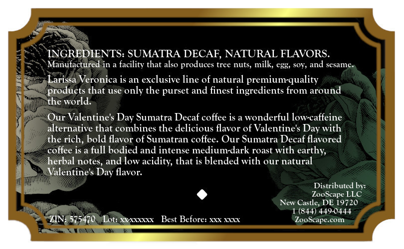 Valentine's Day Sumatra Decaf Coffee <BR>(Single Serve K-Cup Pods)