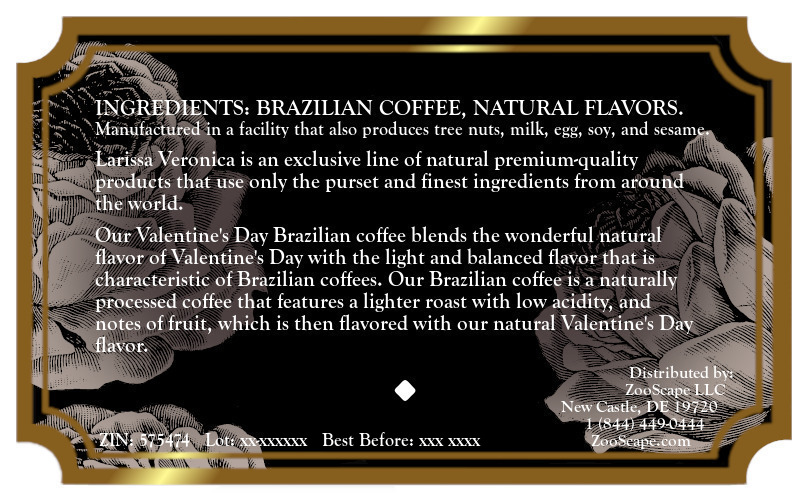 Valentine's Day Brazilian Coffee <BR>(Single Serve K-Cup Pods)