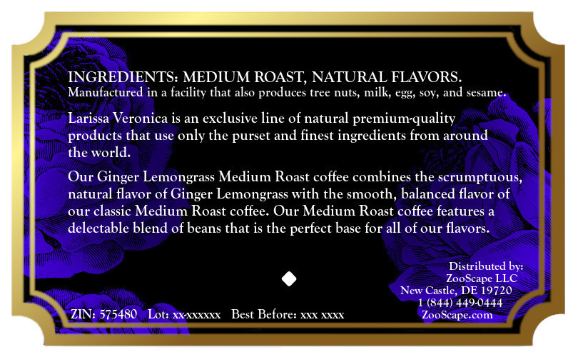 Ginger Lemongrass Medium Roast Coffee <BR>(Single Serve K-Cup Pods)
