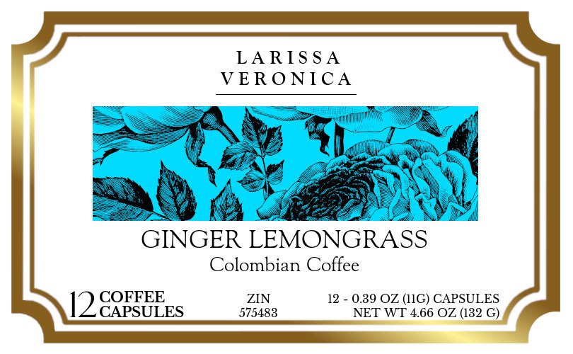 Ginger Lemongrass Colombian Coffee <BR>(Single Serve K-Cup Pods) - Label