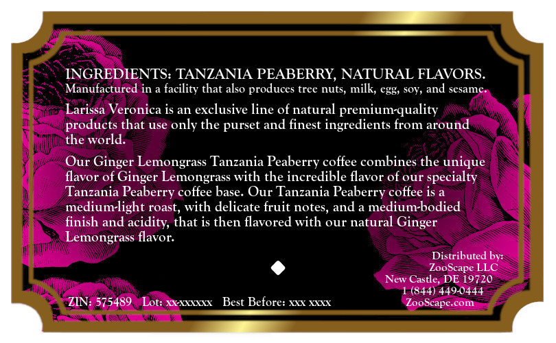 Ginger Lemongrass Tanzania Peaberry Coffee <BR>(Single Serve K-Cup Pods)