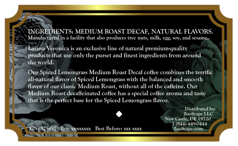 Spiced Lemongrass Medium Roast Decaf Coffee <BR>(Single Serve K-Cup Pods)