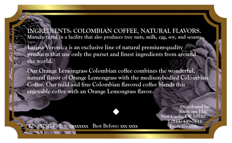 Orange Lemongrass Colombian Coffee <BR>(Single Serve K-Cup Pods)