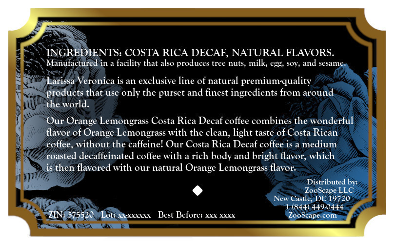 Orange Lemongrass Costa Rica Decaf Coffee <BR>(Single Serve K-Cup Pods)