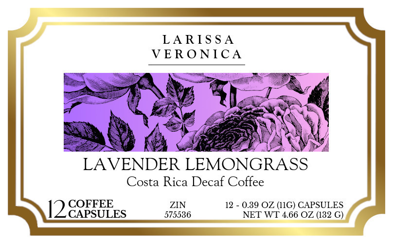 Lavender Lemongrass Costa Rica Decaf Coffee <BR>(Single Serve K-Cup Pods) - Label