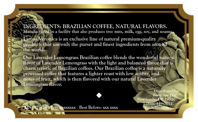 Lavender Lemongrass Brazilian Coffee <BR>(Single Serve K-Cup Pods)