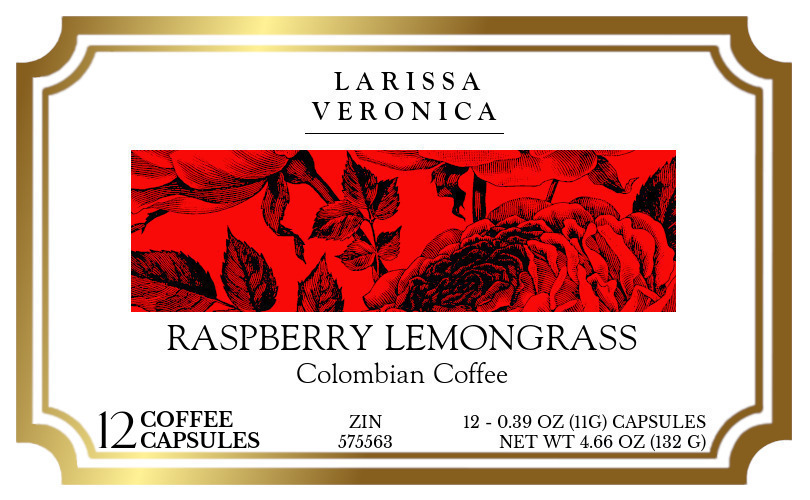 Raspberry Lemongrass Colombian Coffee <BR>(Single Serve K-Cup Pods) - Label