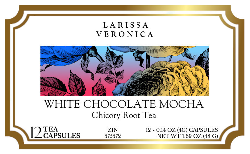 White Chocolate Mocha Chicory Root Tea <BR>(Single Serve K-Cup Pods) - Label