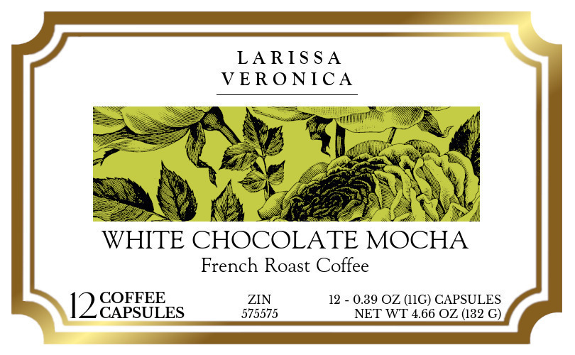 White Chocolate Mocha French Roast Coffee <BR>(Single Serve K-Cup Pods) - Label