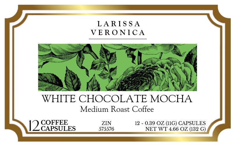 White Chocolate Mocha Medium Roast Coffee <BR>(Single Serve K-Cup Pods) - Label