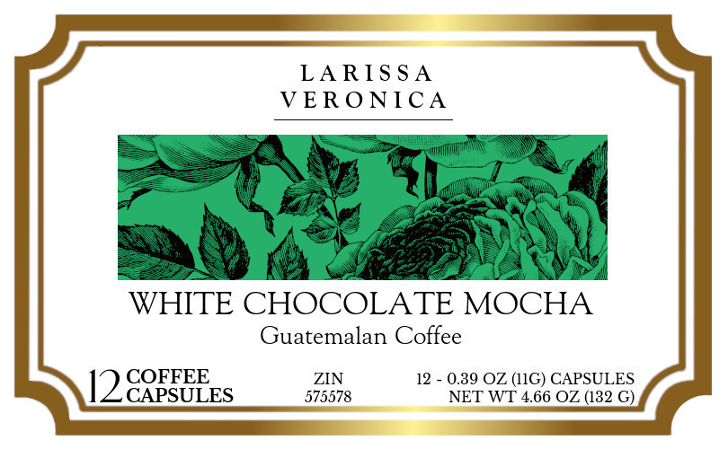 White Chocolate Mocha Guatemalan Coffee <BR>(Single Serve K-Cup Pods) - Label