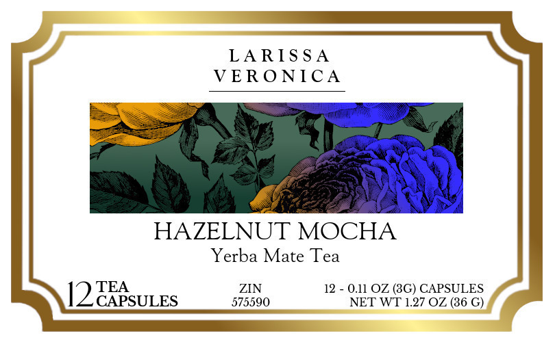 Hazelnut Mocha Yerba Mate Tea <BR>(Single Serve K-Cup Pods) - Label