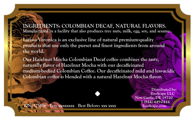 Hazelnut Mocha Colombian Decaf Coffee <BR>(Single Serve K-Cup Pods)