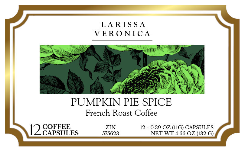 Pumpkin Pie Spice French Roast Coffee <BR>(Single Serve K-Cup Pods) - Label