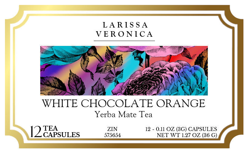White Chocolate Orange Yerba Mate Tea <BR>(Single Serve K-Cup Pods) - Label