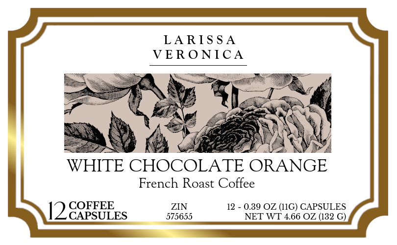 White Chocolate Orange French Roast Coffee <BR>(Single Serve K-Cup Pods) - Label