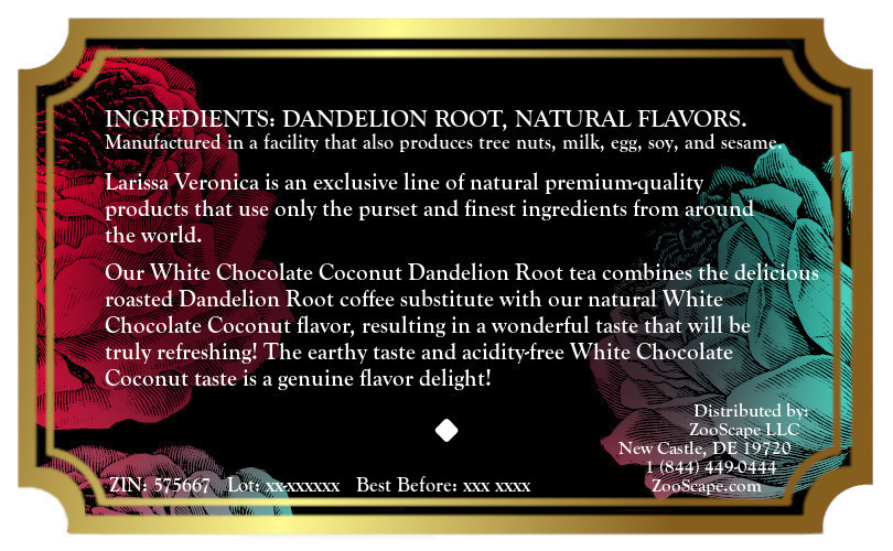 White Chocolate Coconut Dandelion Root Tea <BR>(Single Serve K-Cup Pods)