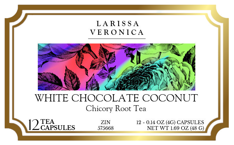 White Chocolate Coconut Chicory Root Tea <BR>(Single Serve K-Cup Pods) - Label