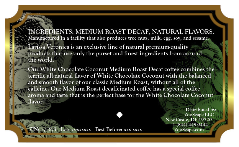 White Chocolate Coconut Medium Roast Decaf Coffee <BR>(Single Serve K-Cup Pods)