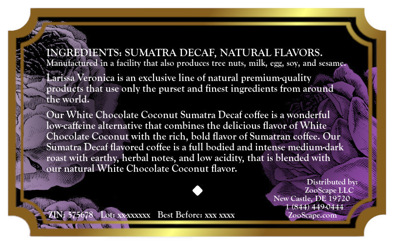 White Chocolate Coconut Sumatra Decaf Coffee <BR>(Single Serve K-Cup Pods)