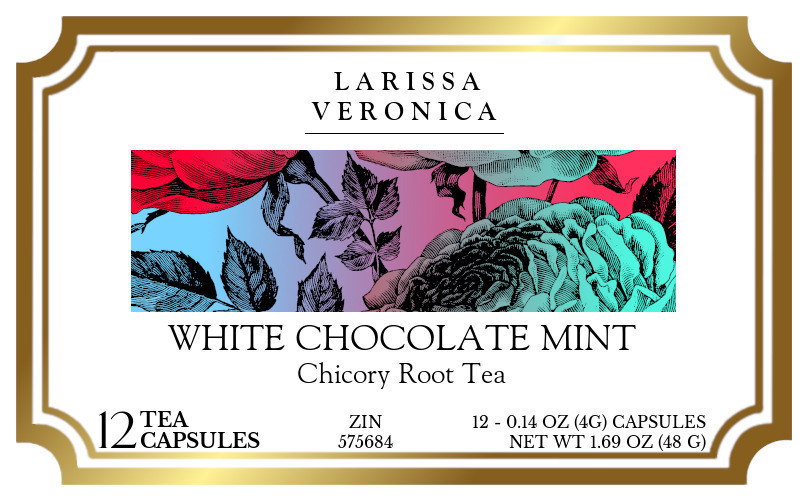 White Chocolate Mint Chicory Root Tea <BR>(Single Serve K-Cup Pods) - Label
