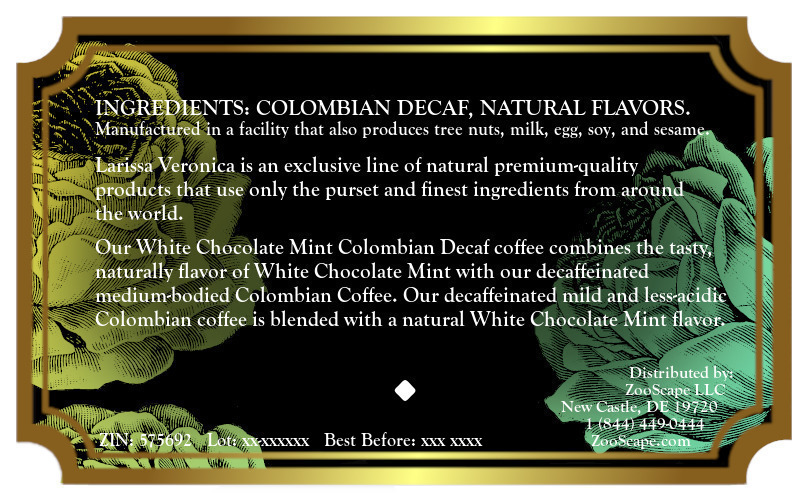 White Chocolate Mint Colombian Decaf Coffee <BR>(Single Serve K-Cup Pods)