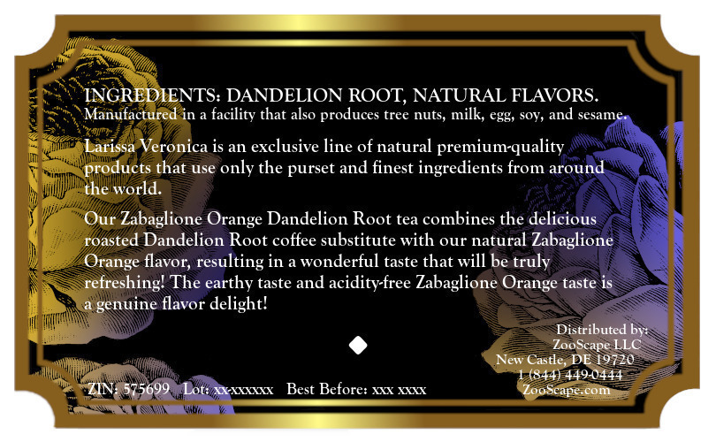 Zabaglione Orange Dandelion Root Tea <BR>(Single Serve K-Cup Pods)