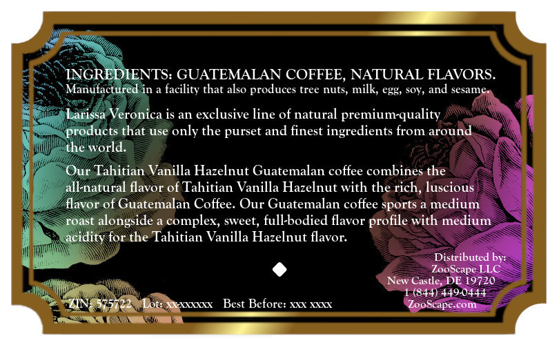 Tahitian Vanilla Hazelnut Guatemalan Coffee <BR>(Single Serve K-Cup Pods)