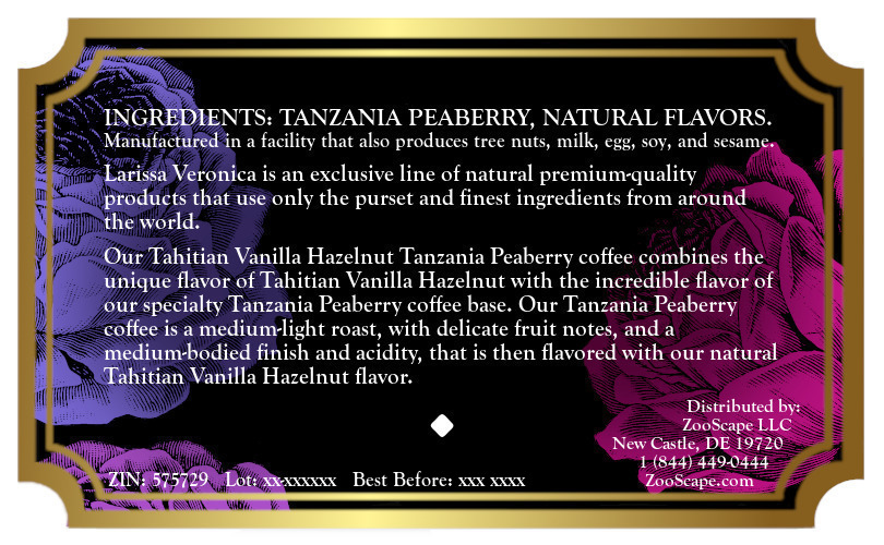 Tahitian Vanilla Hazelnut Tanzania Peaberry Coffee <BR>(Single Serve K-Cup Pods)