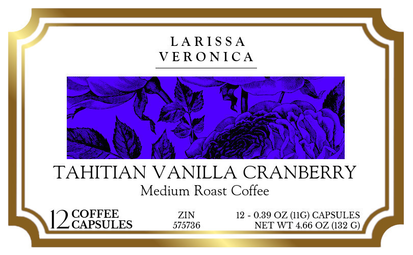 Tahitian Vanilla Cranberry Medium Roast Coffee <BR>(Single Serve K-Cup Pods) - Label