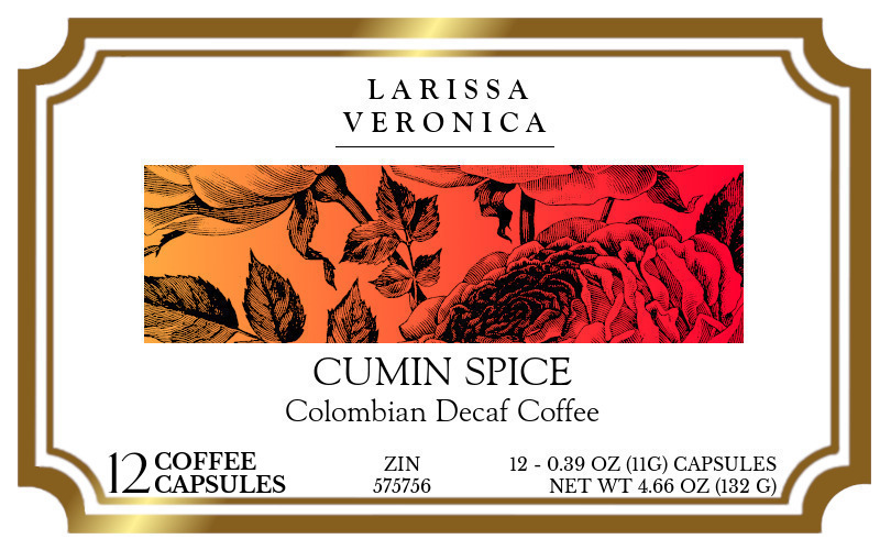 Cumin Spice Colombian Decaf Coffee <BR>(Single Serve K-Cup Pods) - Label