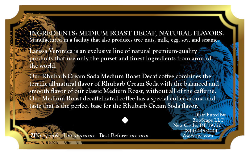 Rhubarb Cream Soda Medium Roast Decaf Coffee <BR>(Single Serve K-Cup Pods)