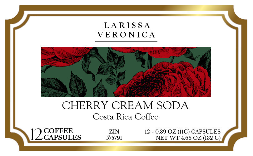 Cherry Cream Soda Costa Rica Coffee <BR>(Single Serve K-Cup Pods) - Label