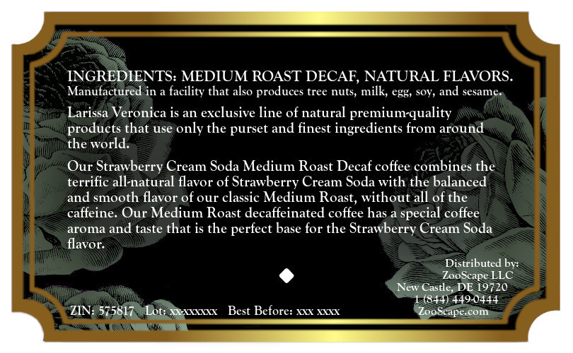 Strawberry Cream Soda Medium Roast Decaf Coffee <BR>(Single Serve K-Cup Pods)