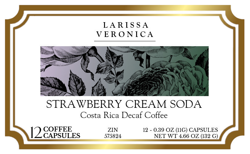 Strawberry Cream Soda Costa Rica Decaf Coffee <BR>(Single Serve K-Cup Pods) - Label