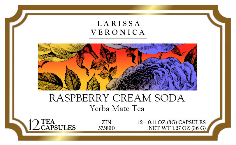 Raspberry Cream Soda Yerba Mate Tea <BR>(Single Serve K-Cup Pods) - Label