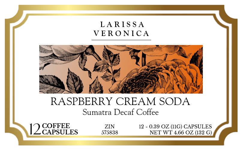 Raspberry Cream Soda Sumatra Decaf Coffee <BR>(Single Serve K-Cup Pods) - Label