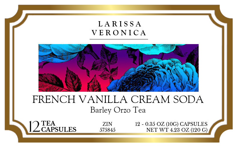 French Vanilla Cream Soda Barley Orzo Tea <BR>(Single Serve K-Cup Pods) - Label