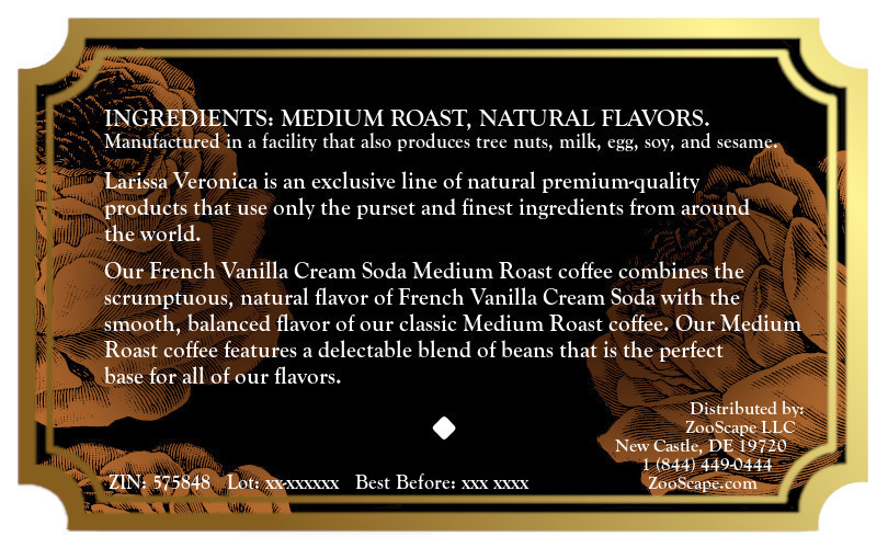 French Vanilla Cream Soda Medium Roast Coffee <BR>(Single Serve K-Cup Pods)