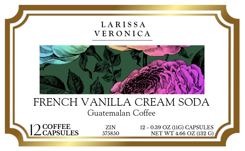 French Vanilla Cream Soda Guatemalan Coffee <BR>(Single Serve K-Cup Pods) - Label